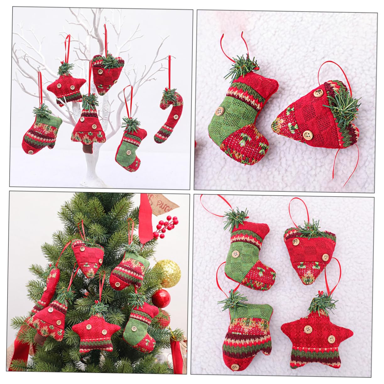 Alipis 30 Pièces décoration de Noël Pendentif Sapin de Noel Ornements de de noël Decoration Noel Traditionnel Ribbon Christmas décorations d'arbre de décorations de Rouge