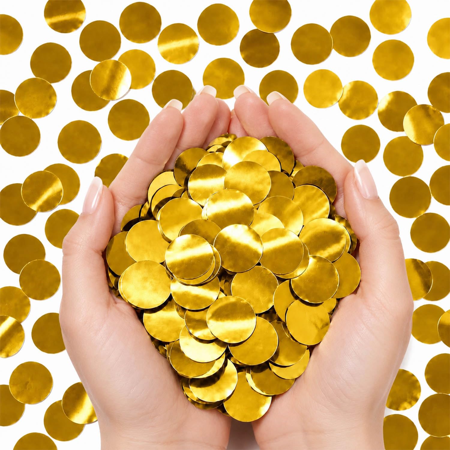 Gold Circle Confetti, 8000 Pieces, 60g Metallic Foil Table Scatter for Weddings, Birthdays, New Year’s Eve, Crafts, Photo Props & Party Decorations