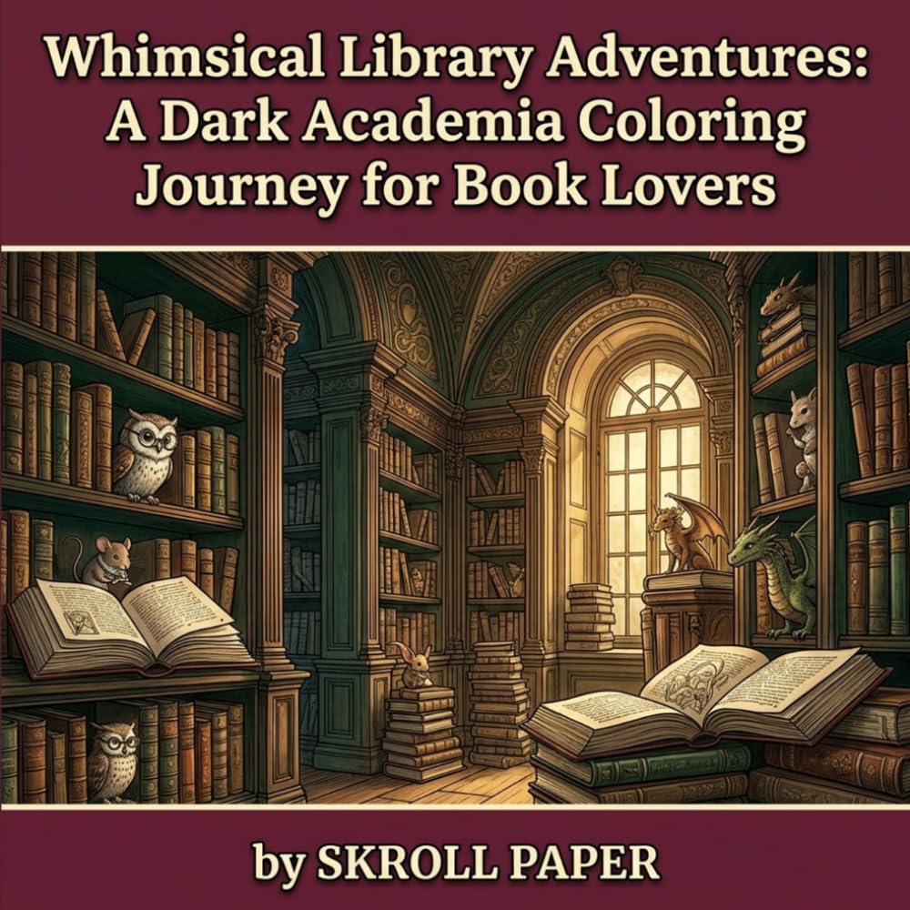 Whimsical Library Adventures: A Dark Academia Coloring Journey for Book Lovers