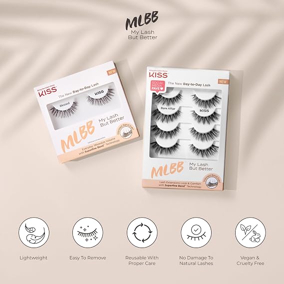 Kiss My Lash But Better, False Eyelashes,#39;Still Touch', 7mm-15mm, Includes 4 Pairs Strip Lashes, Easy to Apply, Reusable Lash Clusters