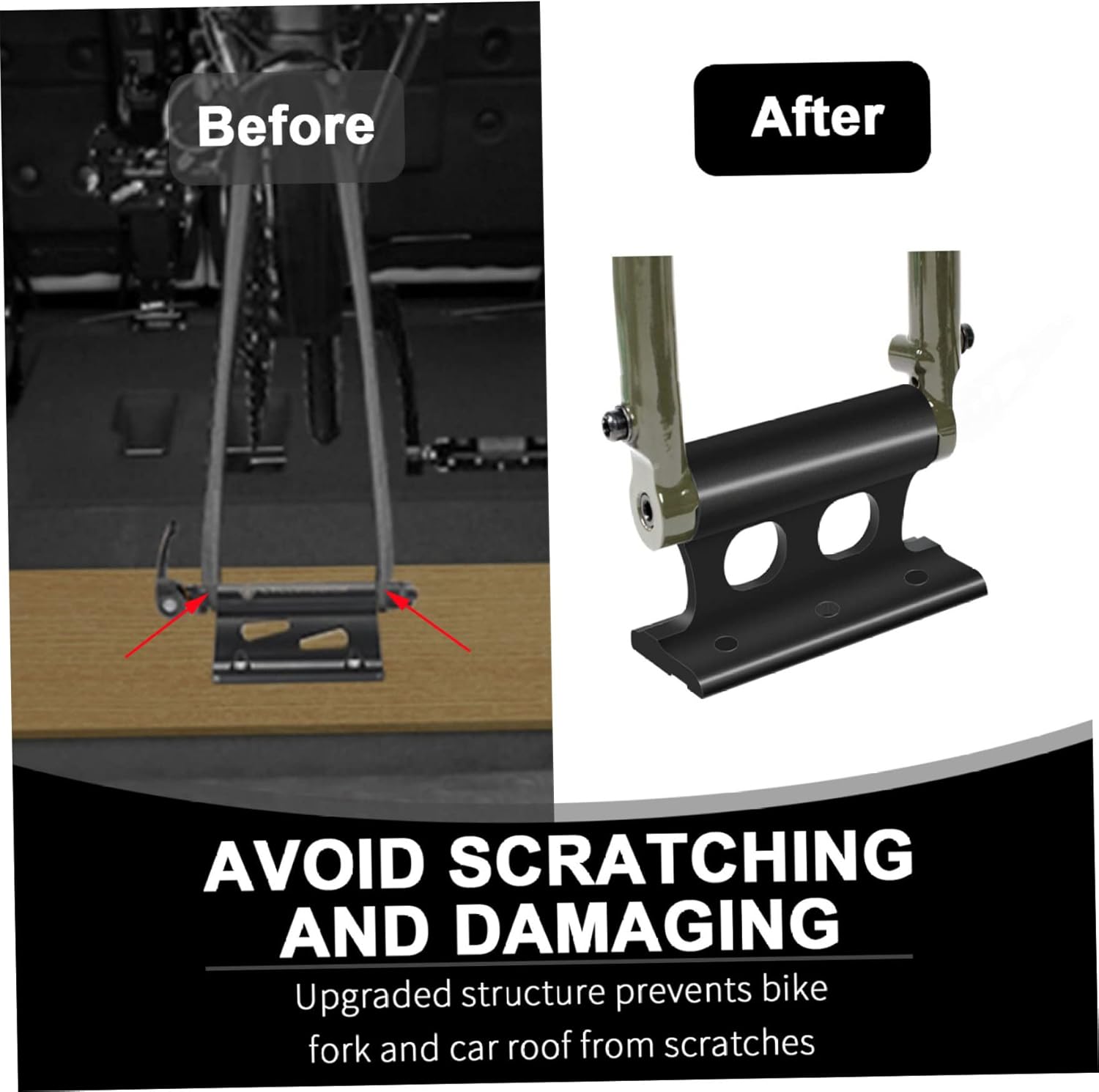 Bike Fork Mount, Quick Release Bicycle Fork Mount Truck Bed Bike Rack, Aluminum Alloy Bike Rack Front Fork Fixed Clip Luggage Rack for Transportation & Storage