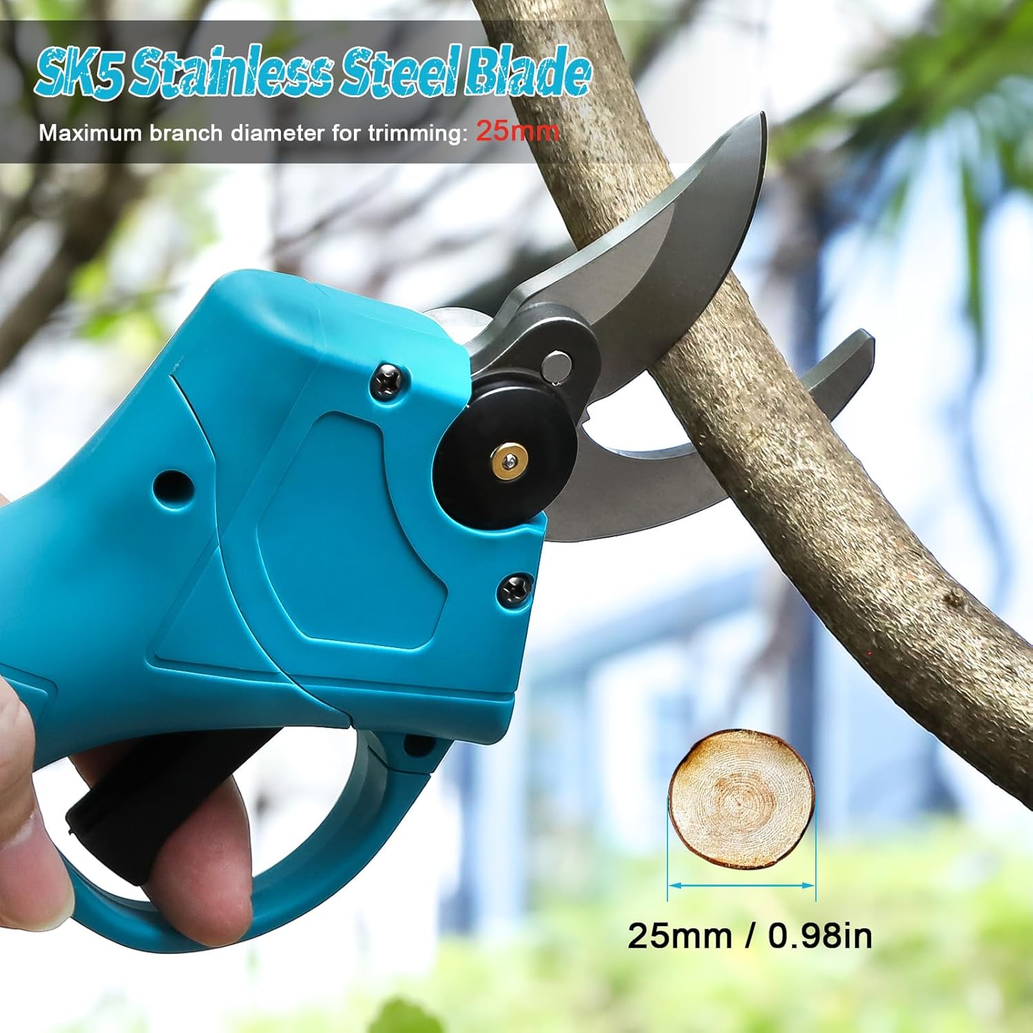3-in-1 Electric Pole Saw for Tree Trimming, 21V Mini Chainsaw Cordless with Extension Pole, Battery Powered Pole Chain Saw, Tree Trimmer Limb Branch Cutter Pruner with 2 Battery (Blue)