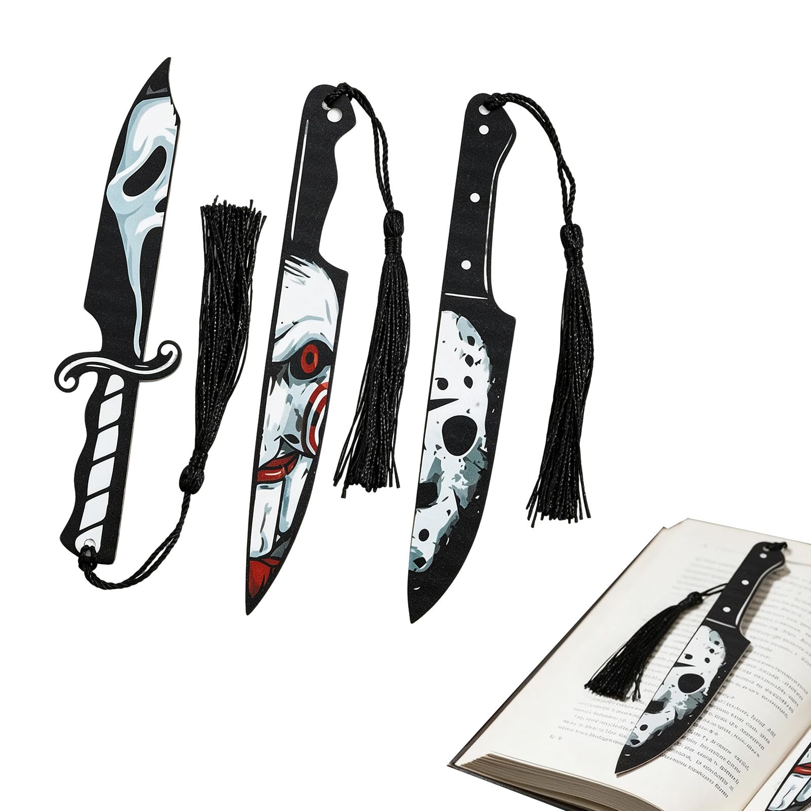 3 Pcs Horror Movie Acrylic Bookmarks, Halloween Boo Basket Gifts