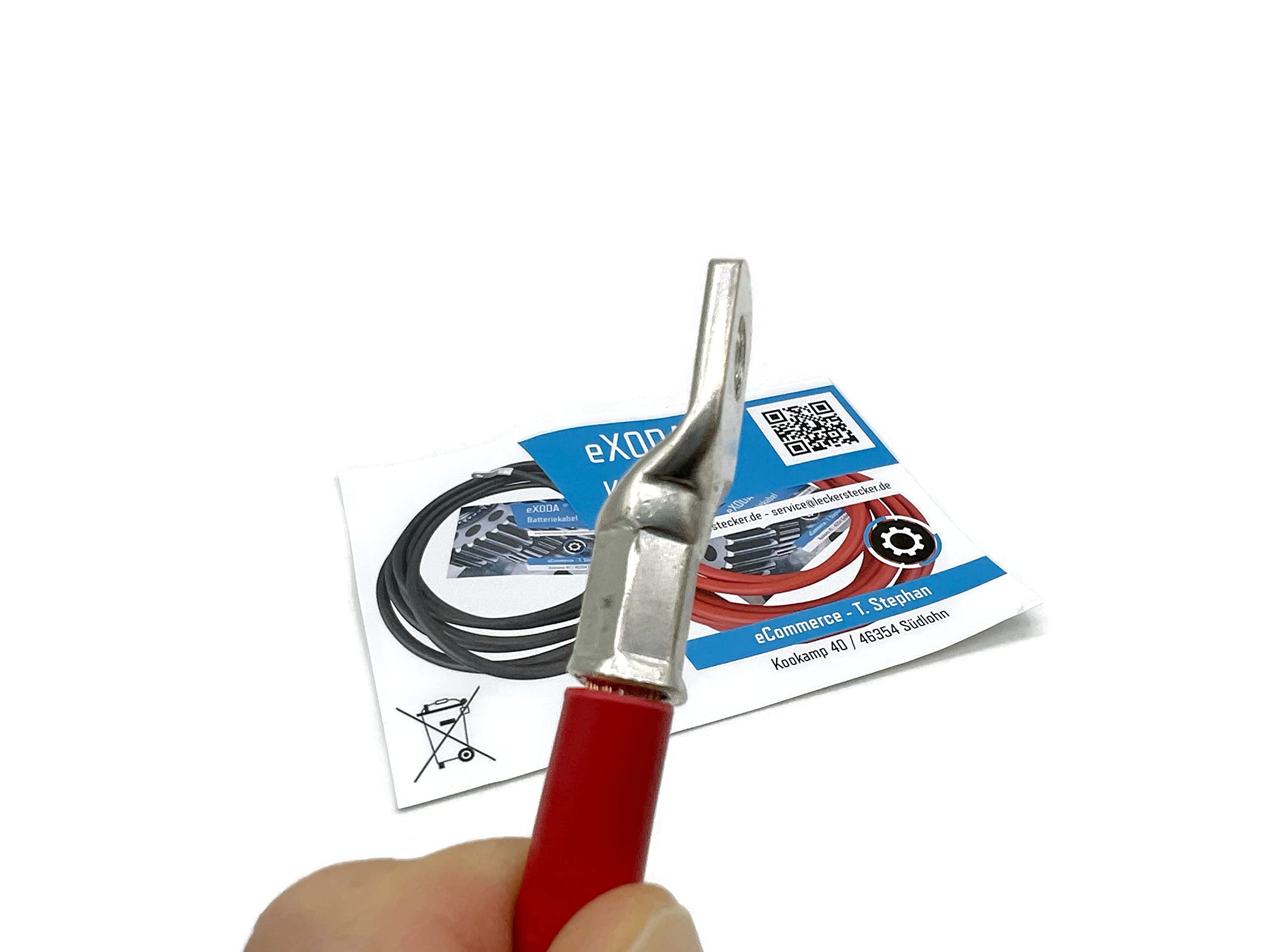 eXODA Cavo da batteria di 30cm Cavo di alimentazione da 35 mm² in rame con estremità ad anello M8