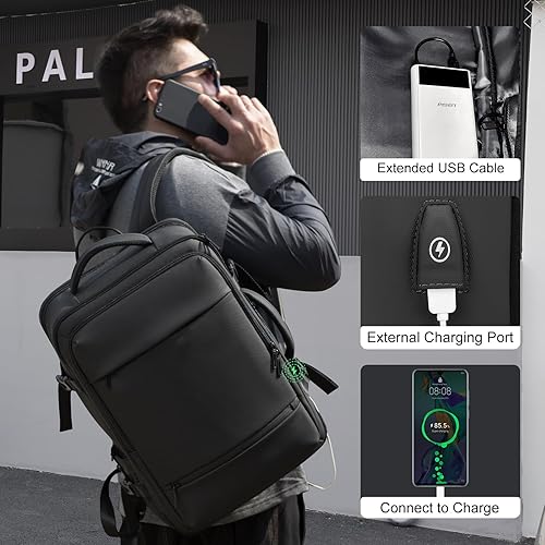 Miniatura 3 de FENRUIEN Mochila de viaje de 41L expandible para laptop de 17.3 pulgadas para hombre, Negro -, Mochilas de viaje