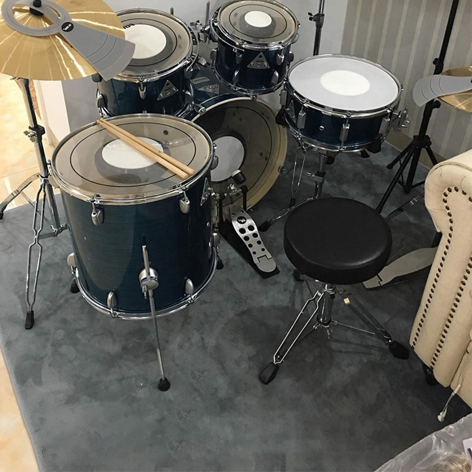 Schallschutz Teppichmatte - rutschfeste Drum Matte für Akustik Schlagzeug Drum Kits Bass Drum Elektronisch Snare Klavier Musikinstrumente Teppich - 100 x 220 cm Drum Teppich Trommel Teppiche Drum Rug