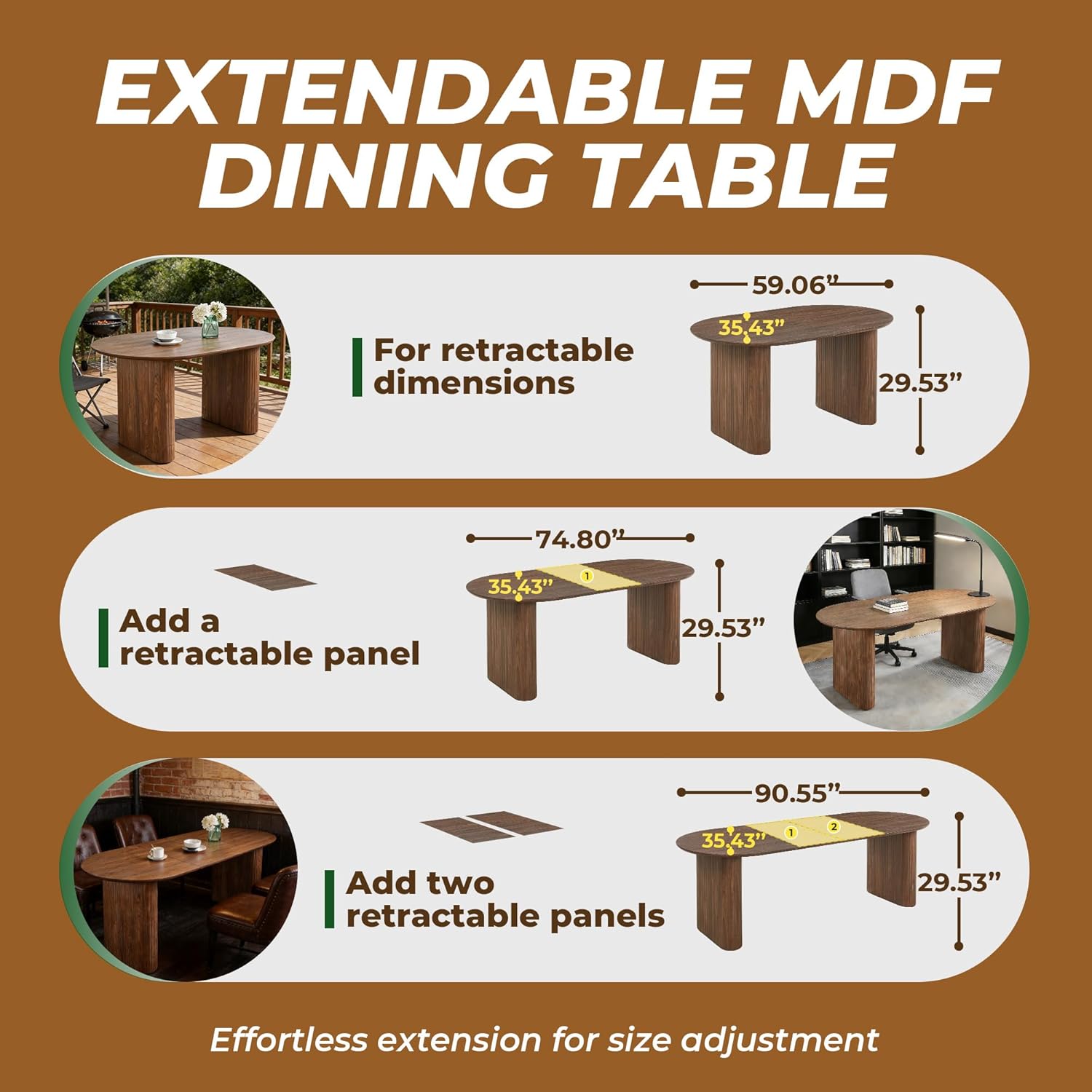 Extensible Dining Table for 4-6 People – Modern Pedestal MDF Table Top, Coffee Table & Office Table, Easy Assembly, Stylish and Durable
