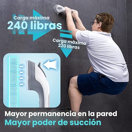 Miniatura 5 de TAILI - Barras de sujeción para la bañera y la ducha con ventosa, paquete de 2 unidades, resistente, removible, sin taladro, impermeable, seguridad