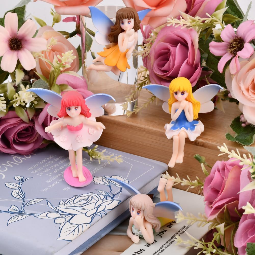 4Pcs Miniature Fairy Figurines, Resin Micro Fairies Landscape Garden Decor image 4