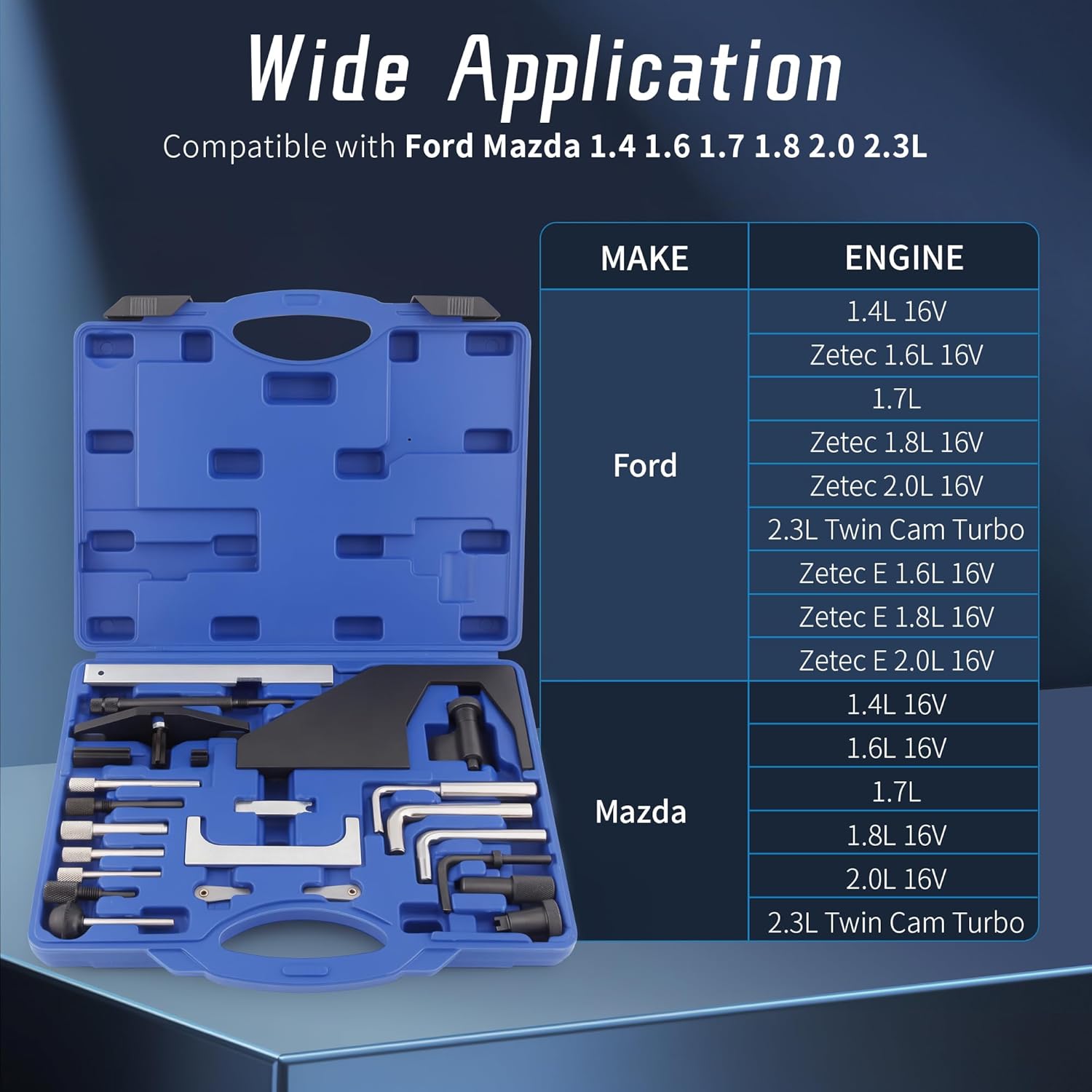 24PCS Engine Camshaft Alignment Timing Tool Kit, Compatible with Ford Mazda 1.4 1.6 1.7 1.8 2.0 2.3 L, Camshaft Holding Crankshaft Alignment Tool