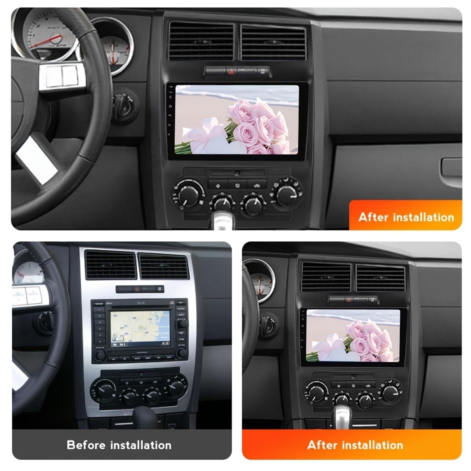 Mascherina per Autoradio Telaio Fascia Guida Sinistra | Per DODGE Per CHARGER Per MAGNUM 2005-2007 Pannello Di Controllo Centrale Con Cornice Video Stereo