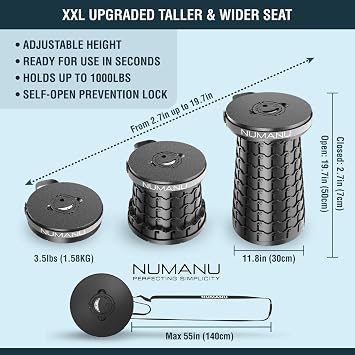 NUMANU XXL Collapsible Stool for Adults 2-Pack, Folding Seat, 1000 lbs