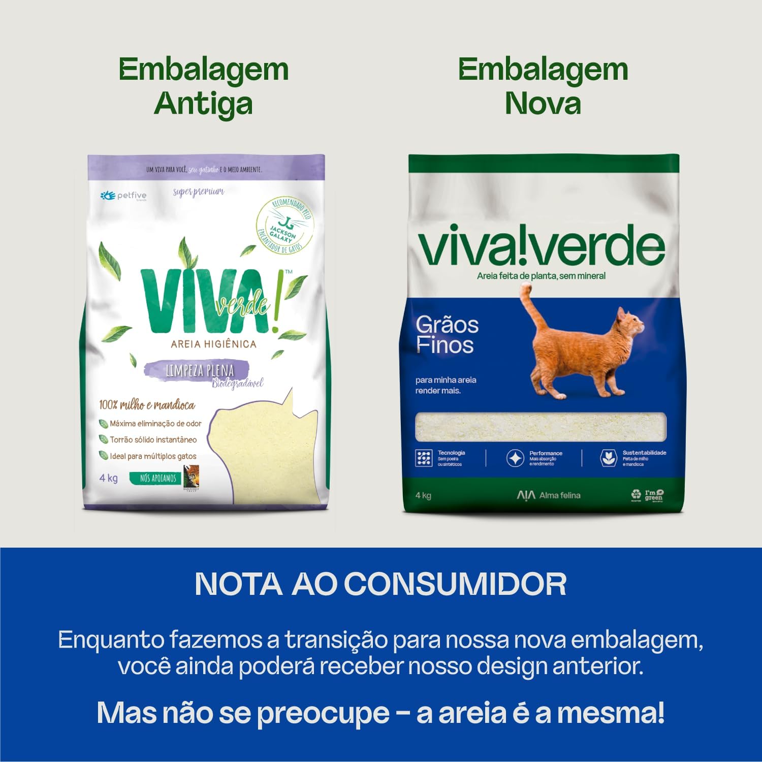 Viva Verde Areia Higiênica Biodegradável para Gatos Grãos Finos 4kg