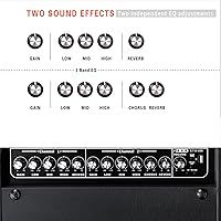 Vista 5 de Coolmusic BP80 amplificador a batería para guitarra acústica - altavoz Bluetooth portátil 100W, 6 entradas, ecualizador de 3 bandas, negro