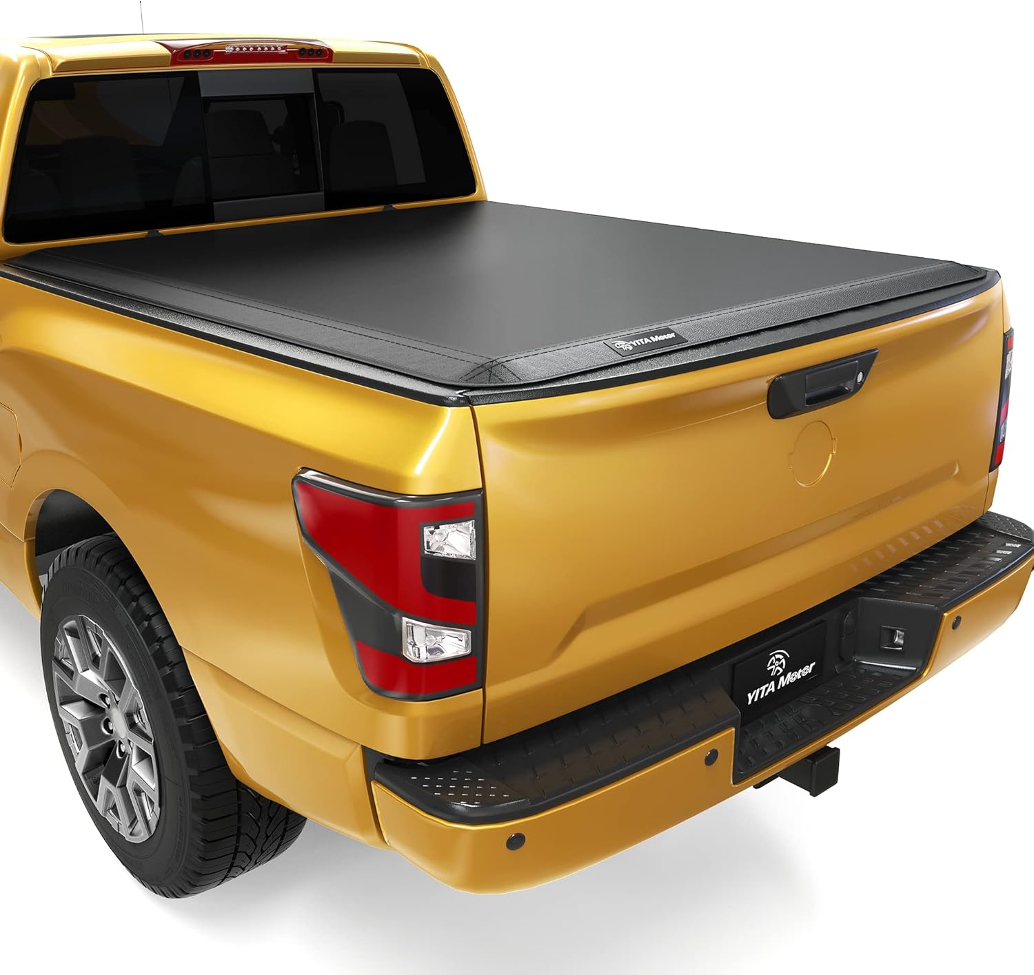 YITAMOTOR Soft Quad Fold Truck Bed Tonneau Cover Compatible with 2017-2024 Nissan Titan, Fleetside 5.5 ft Bed w/o Titan Box