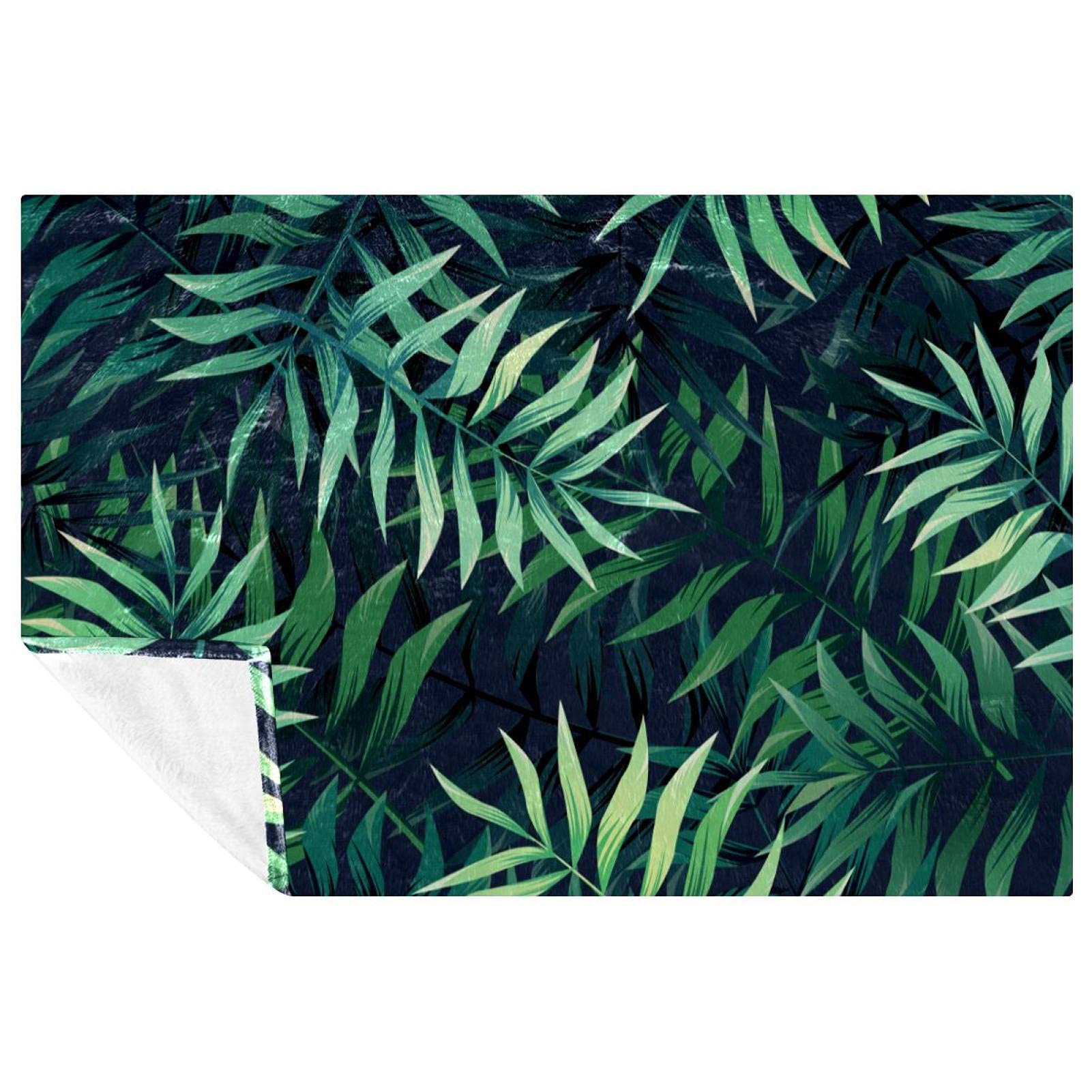 Couverture d'été douce pour pique-nique et camping avec son imprimé tropical vert