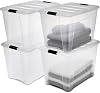 Iris Ohyama, Storage boxes, storage box, multifunctional, set of 4 plastic boxes, 60 l, lid, ergonomic handle, office, home – DDNTB-60 - transparent