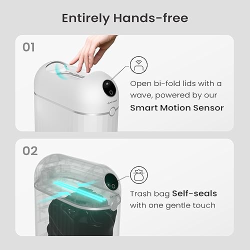 Miniatura 3 de Bote de basura automático sin contacto con sensor de movimiento, 6 bolsas de repuesto, autosellante, color blanco (Neos (1 bolsa de repuesto))