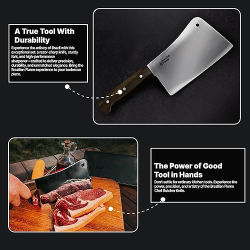 Miniatura 10 de Brazilian Flame Camper Trout - Cuchillo de acero inoxidable de 8 pulgadas con mango completo, tamaño mediano