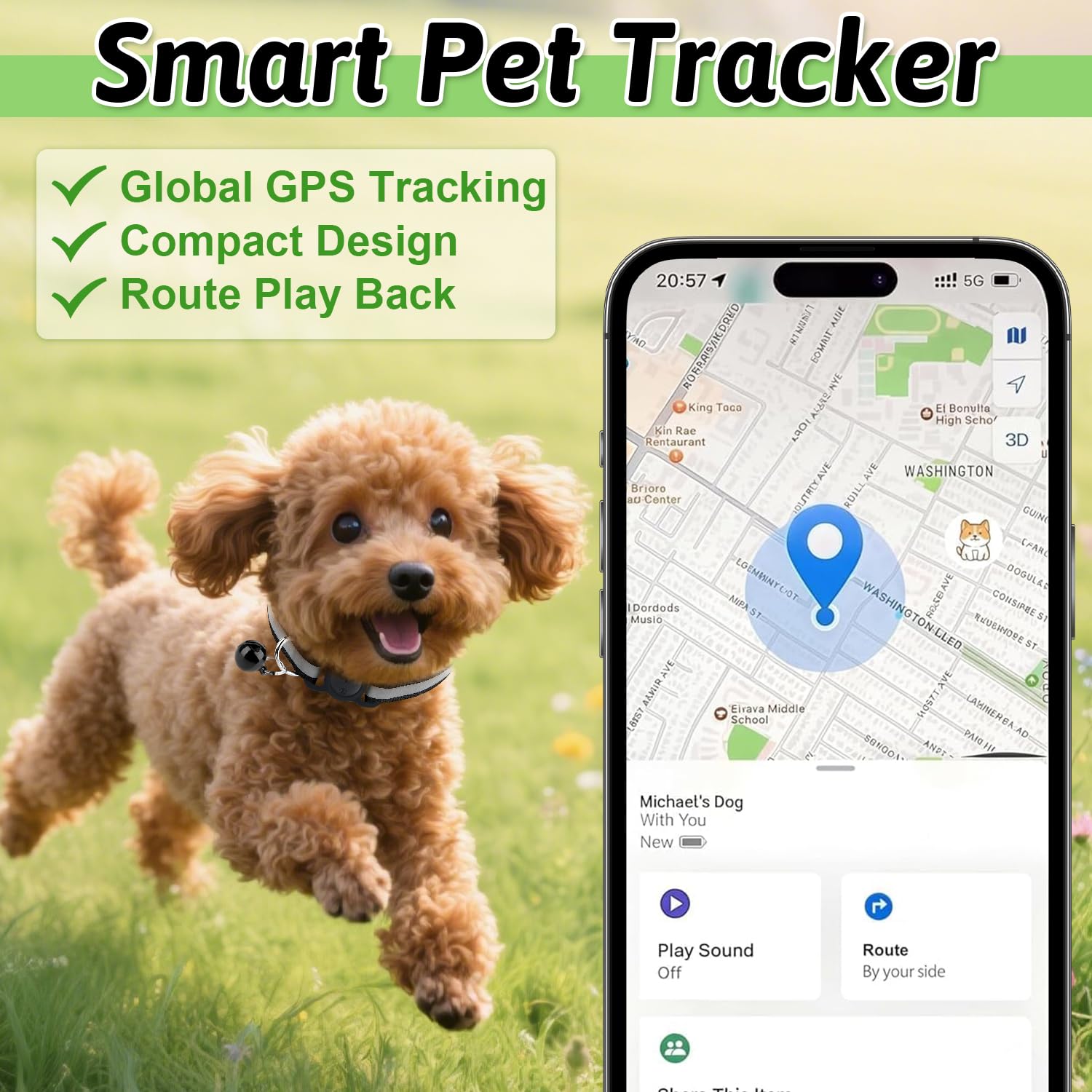 Traceur GPS Chat, Collier GPS Chat, GPS Chien Compatible avec iOS et Android, Traceur pour Chien sans Carte Sim Abonnement Mensuel, Collier Traceur pour Cha-t Chie-n, Localisation Temps Étanchéité