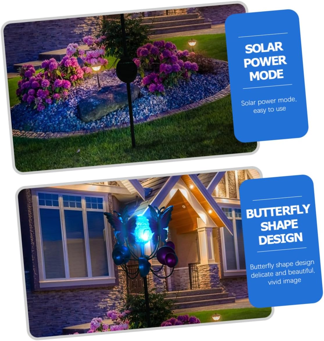 BESPORTBLE Solar Powered Butterfly Windmill Light Garden Decor Rechargeable Battery for Outdoor and Patio Lighting