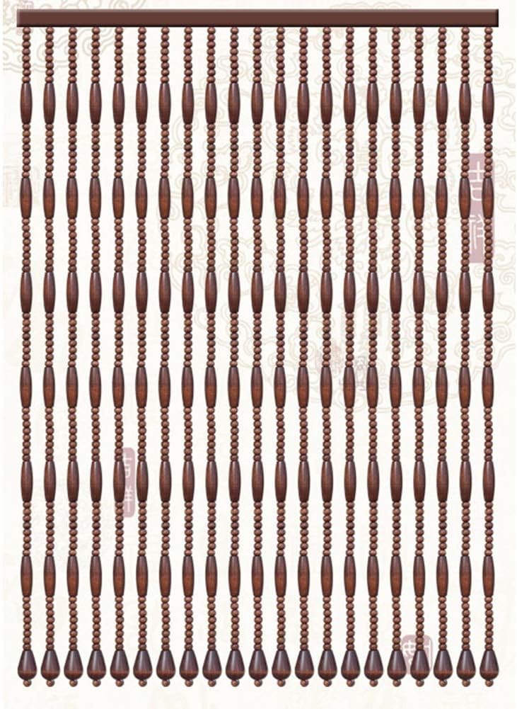 Beaded Door Curtains for Doorways Wood Bead String Curtain for Room Dividers Brown Home Entrance Restaurant Retro Décor -21/31/41/55 Strands (Color : A, Size : 21 Strands-0.6x1.76m