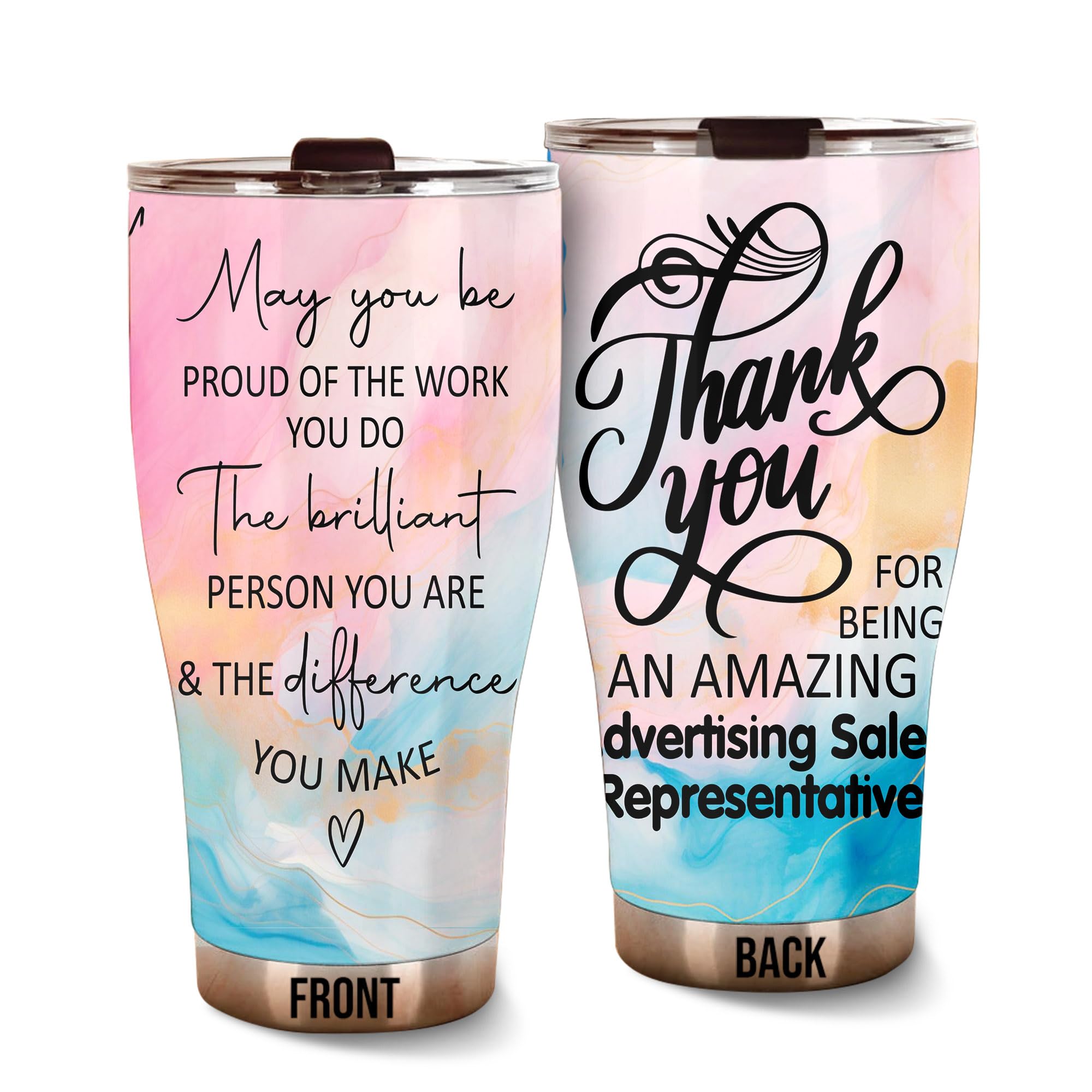 MEDROC Thank You Amazing Advertising Sales Representative Tumbler Stainless Steel 30oz Appreciation Gifts for Coworkers Employees Staffs Women