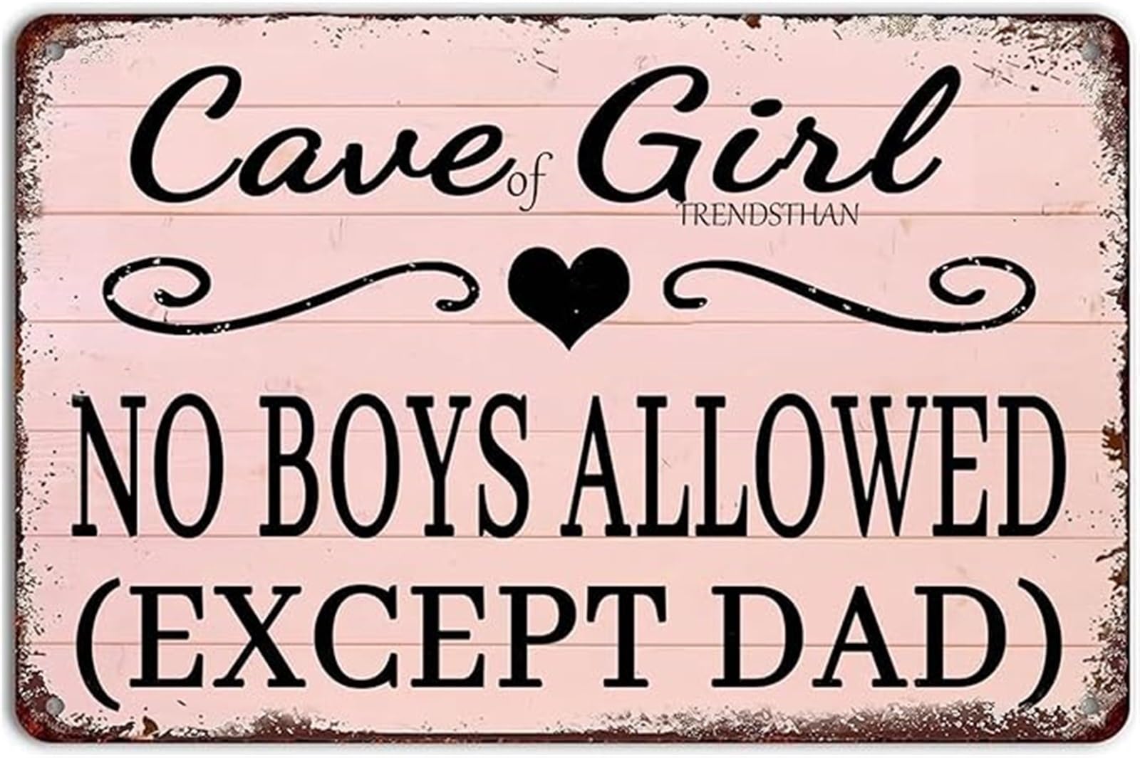 GYQYJPFZM No Boys Allowed Except Dad Teen Girls Room Rules Vintage Cute Tin Sign for Bedroom Door Decor 8 X 12 in