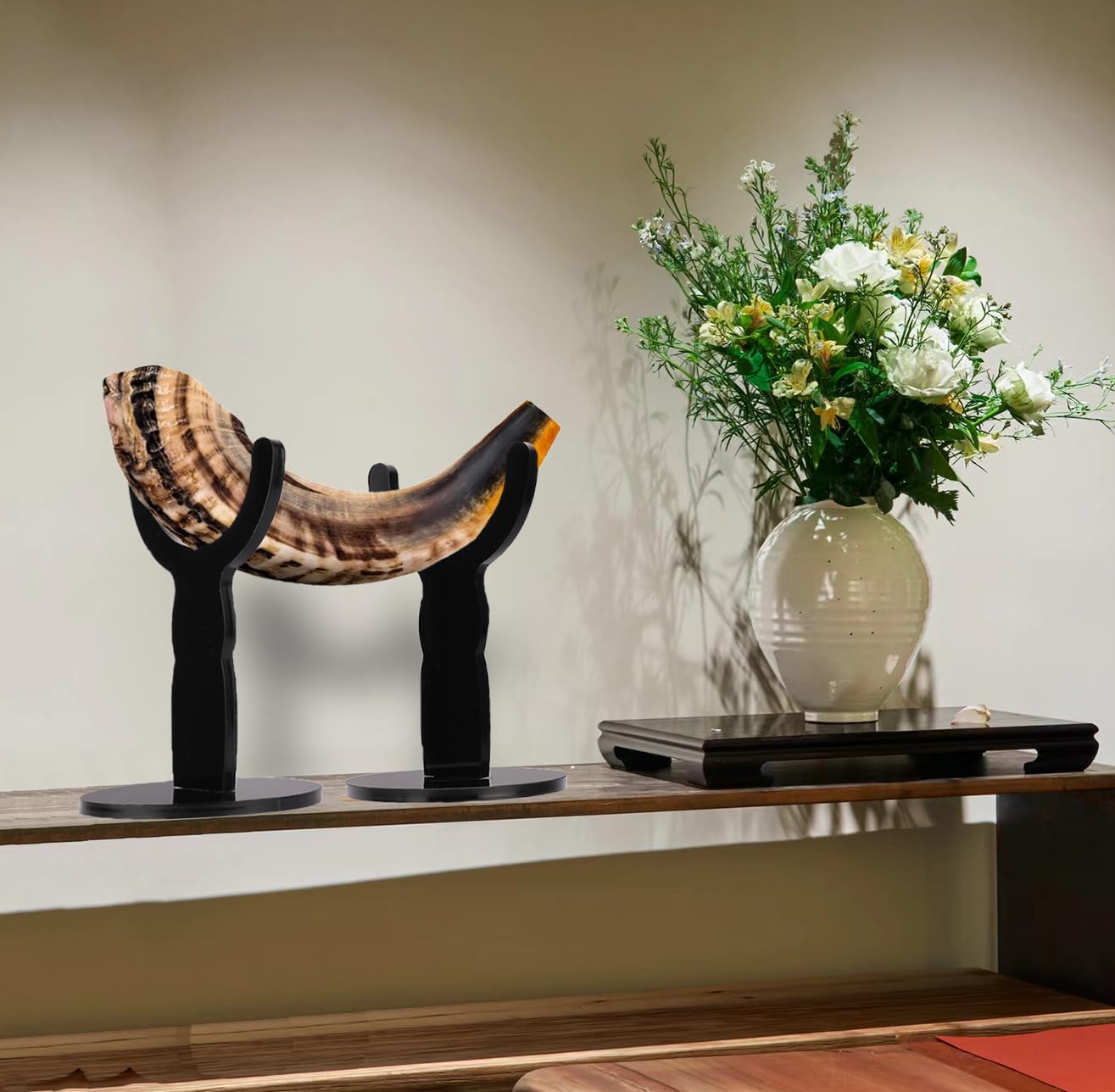 Shofar Ruchomy stojak Shofar Akrylowy stojak Shofar Israel Shofar stojak Yemeni Shofar (czarny 1 opakowanie)