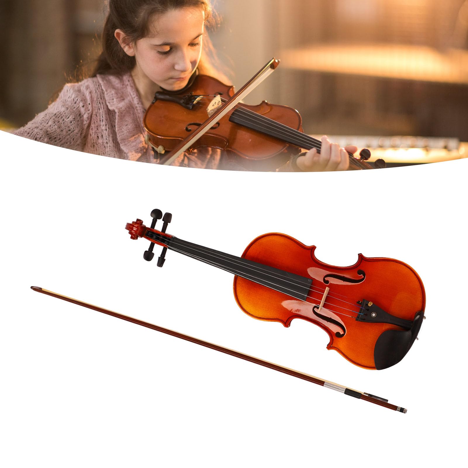 Kit Iniziale per Violino retrò Violino, Set di Violino Modello Tiger Violino Finitura Lucida Set di Violino Artigianale per Principianti e Musicisti Avanzati