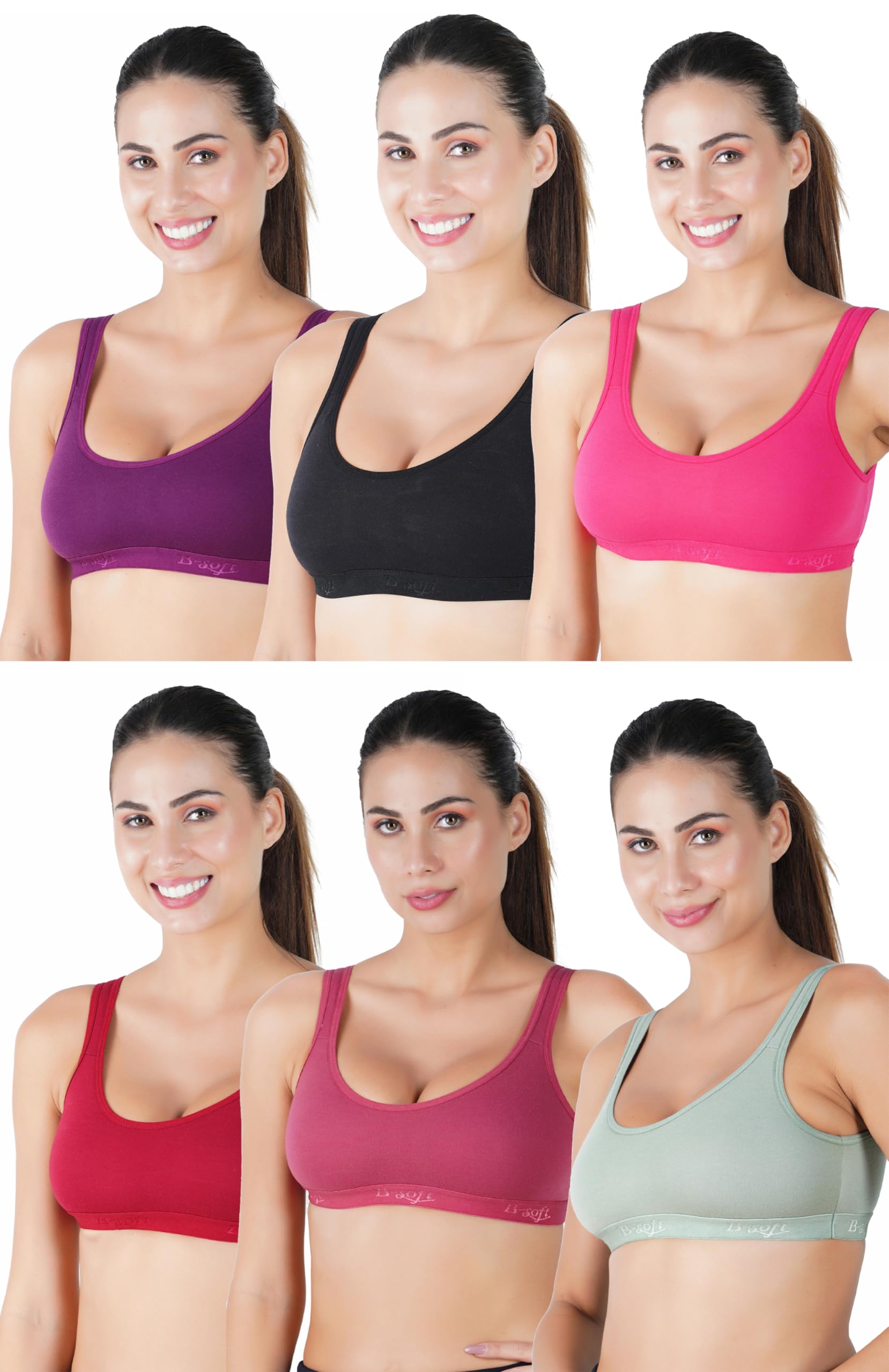 b-soft Molded Women Sports Bra,Non-Padded, Full Coverage for Women & Girls Beginners Non-Wired T-Shirt Gym Workout Bra, Activewear-picture-18