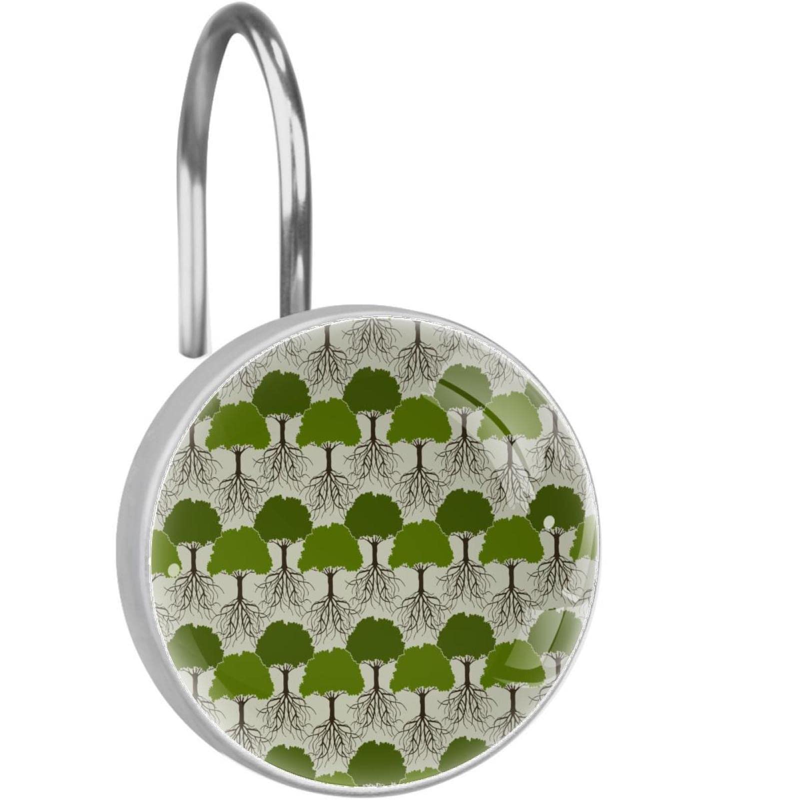Crochets de rideau de douche arbre et racines en verre cristal résistant à la rouille x12
