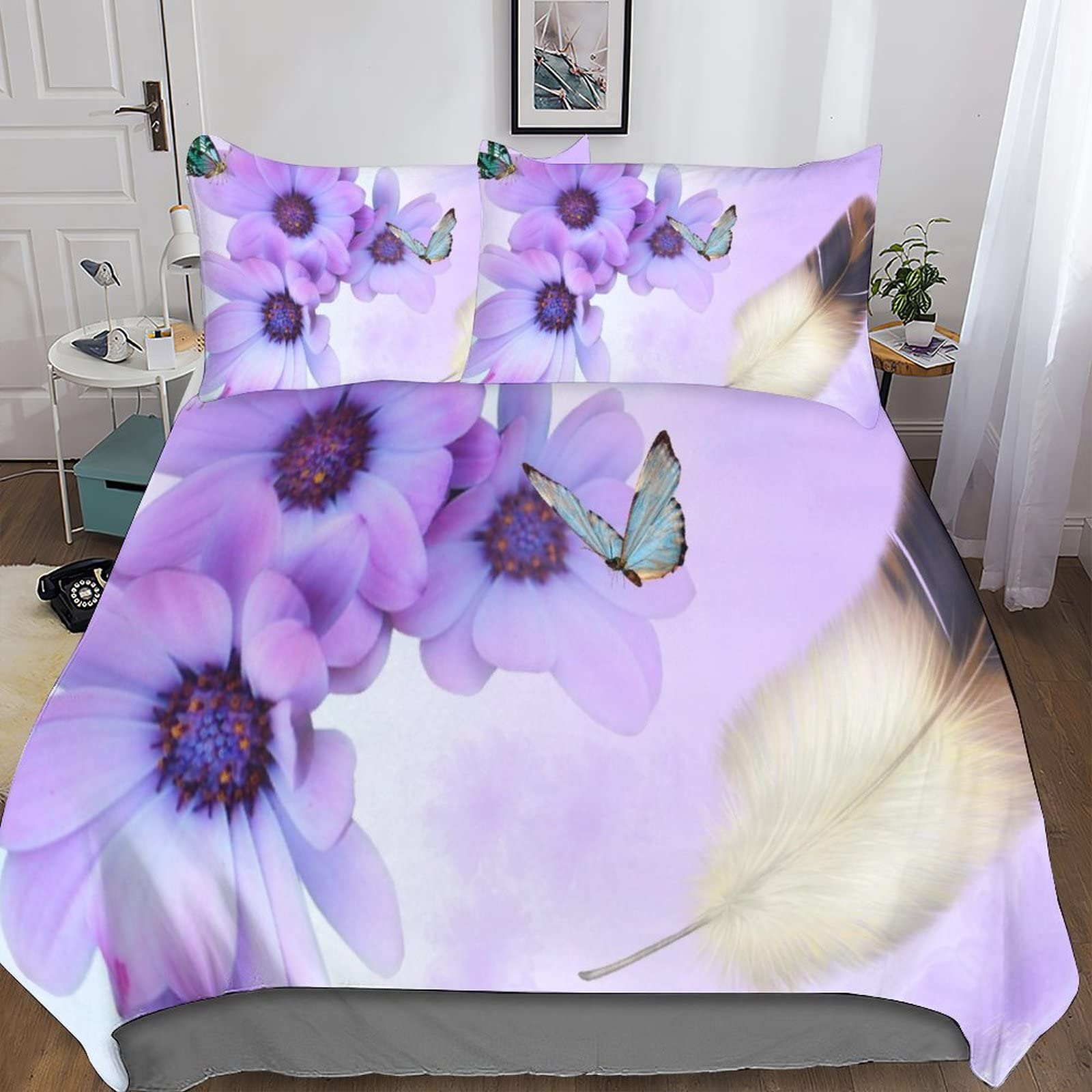 Parure de lit motif floral pour chambre adultes et enfants style nature printanière