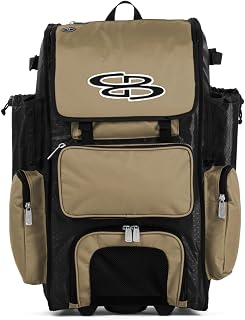 Boombah Rolling Superpack Baseball/Softball Gear Bag - Multiple Colors - Telescopic Handle and Holds 4 Bats - Wheeled Version