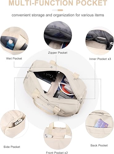 Miniatura 6 de Bolsa de gimnasio para mujeres y hombres con compartimento para zapatos, bolsa de lona deportiva, impermeable, para viajes, fin de semana, bolsa de