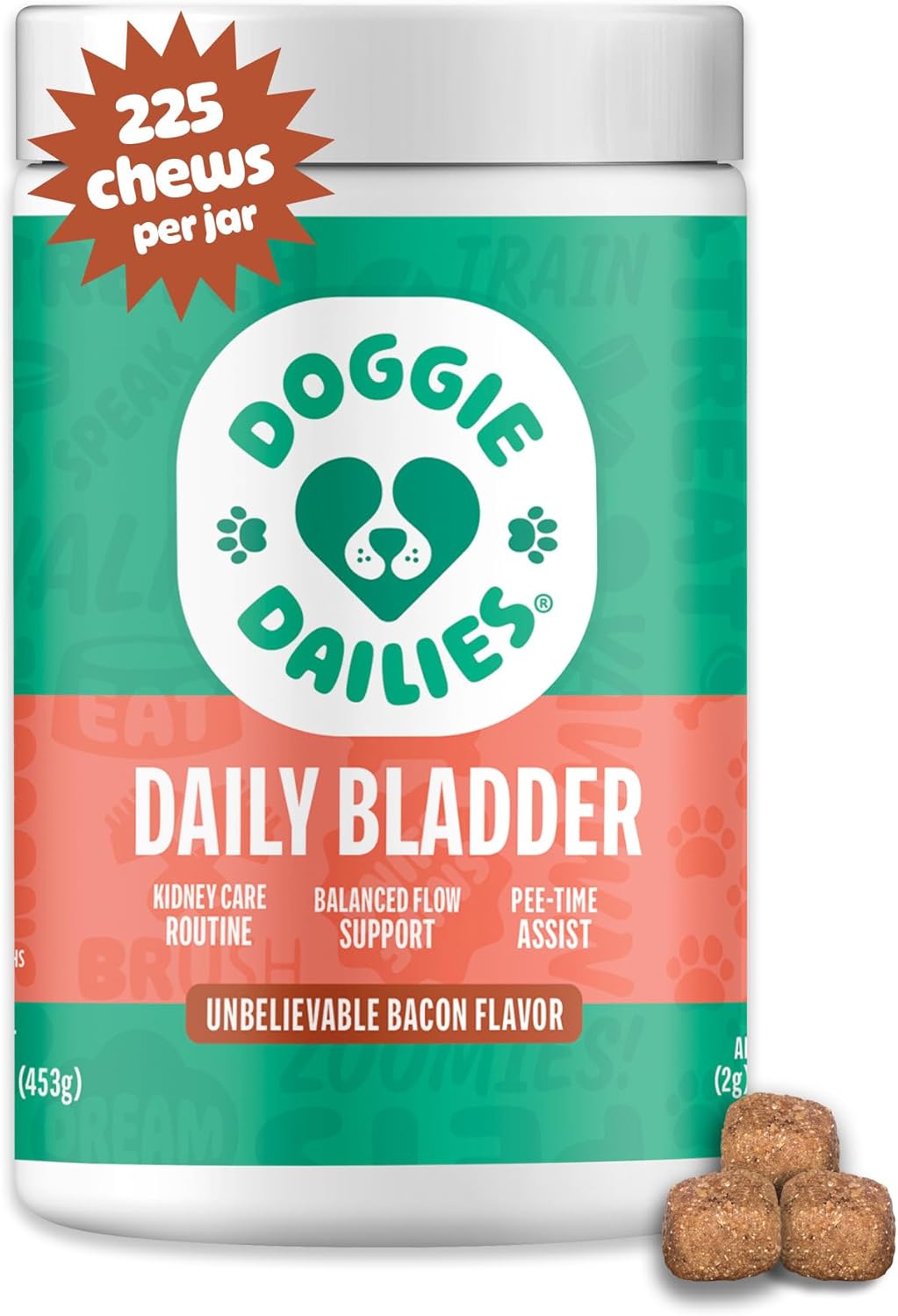 Doggie Dailies Cranberry Supplement for Dogs Bacon Flavored - Urinary Tract, Bladder & Kidney Support for Dogs - Cranberry with Marshmallow Root, Licorice Root & Apple Cider Vinegar, 225 Soft Chews