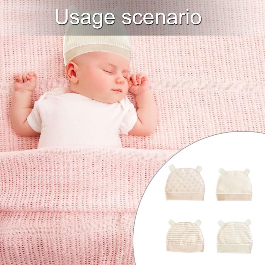 ffgguuiic Cotton Newborn Baby Caps Soft & Breathable Hat Elastic Headband Comfortable Newborn Hat Upgrades for 0-3 Months Infants