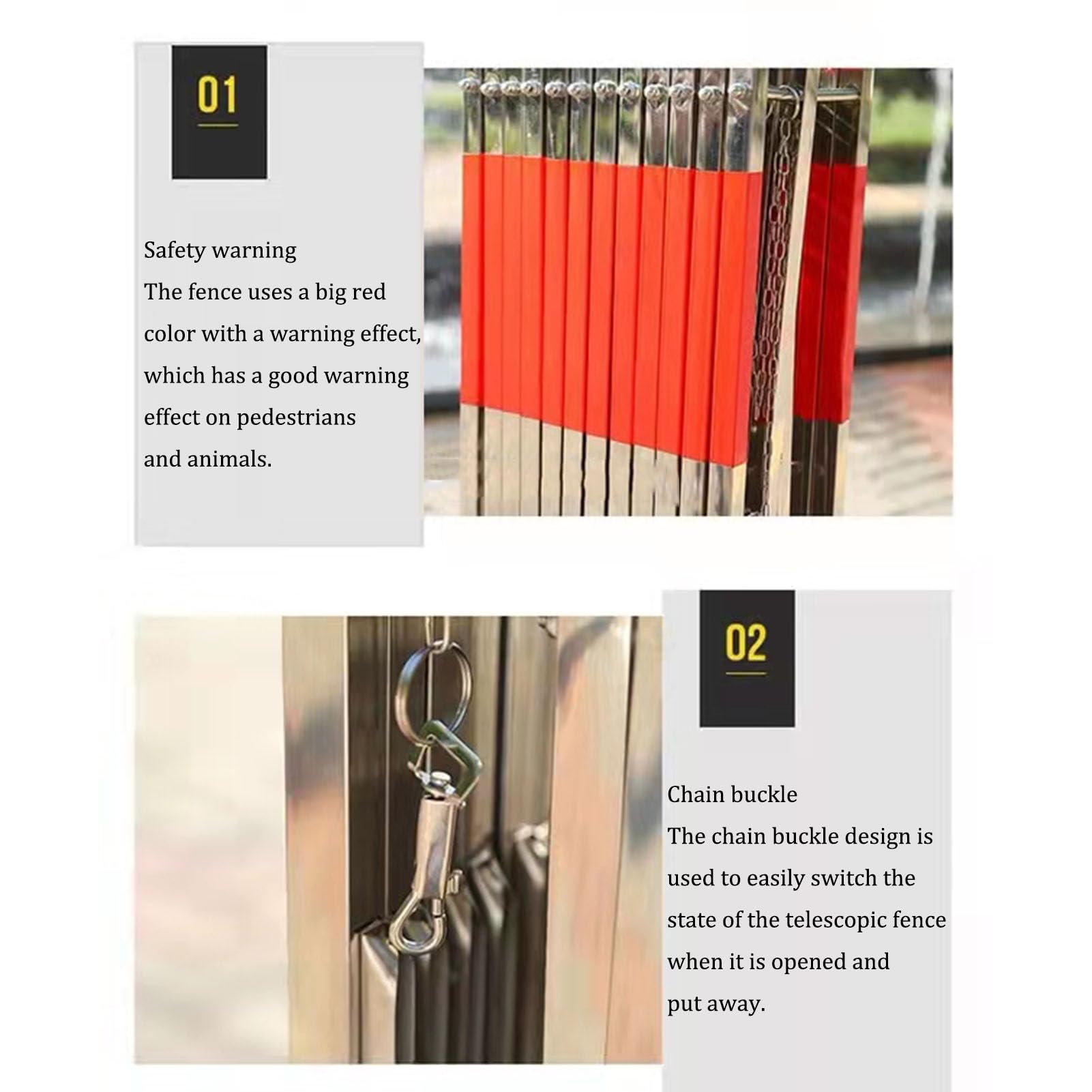 Puerta de Seguridad Plegable retráctil de Acero Inoxidable con Ruedas - Barrera de Seguridad para Exteriores, Carreteras y garajes, solución de Control de Acceso Duradera