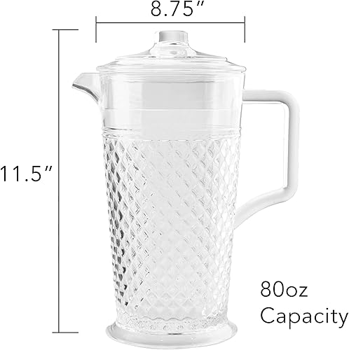 Miniatura 7 de PG Jarra de acrílico transparente/plástico, súper transparente, duradera, 80 onzas