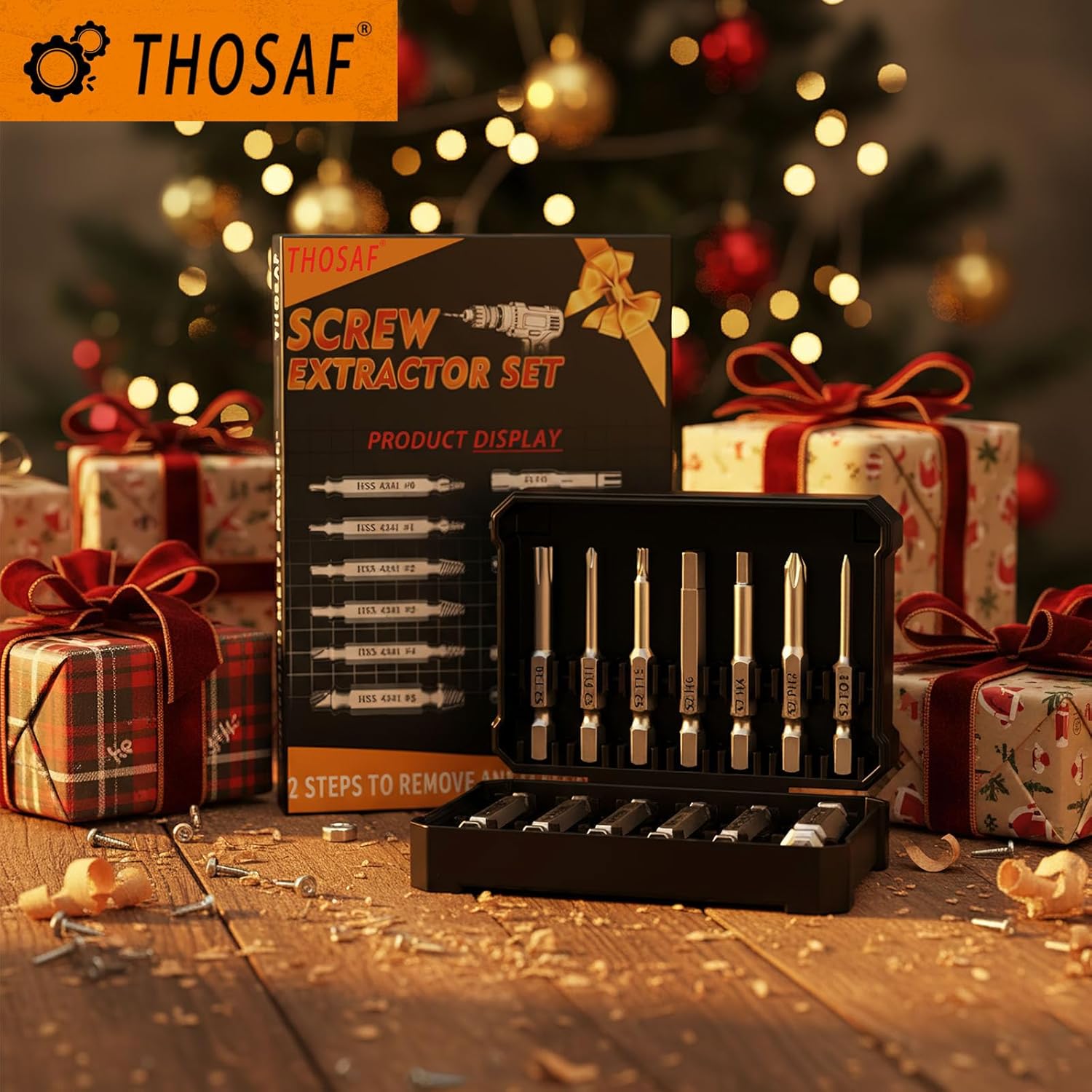 Damaged Screw Extractor Set,13 Pcs Bolt Extractor Set, Stripped Screws Nuts & Bolts Drill Bit Tools for Easy Removal of Rusty Broken Screw,Christmas Stocking Stuffers for Men Adults Him,Mens Gifts