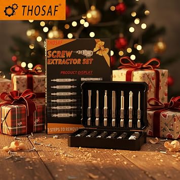 Damaged Screw Extractor Set,13 Pcs Bolt Extractor Set, Stripped Screws Nuts & Bolts Drill Bit Tools for Easy Removal of Rusty Broken Screw,Christmas Stocking Stuffers for Men Adults Him,Mens Gifts