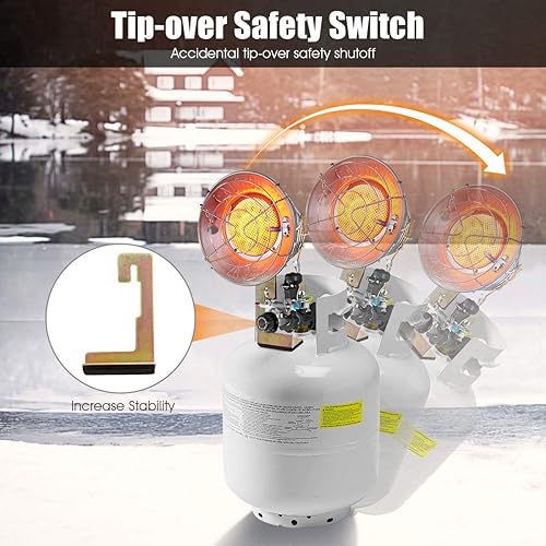 Miniatura 5 de HAPPYGRILL Calentador de tanque de propano de 15,000 BTU con ajustes de calor ajustables, calentador portátil para exteriores con interruptor de