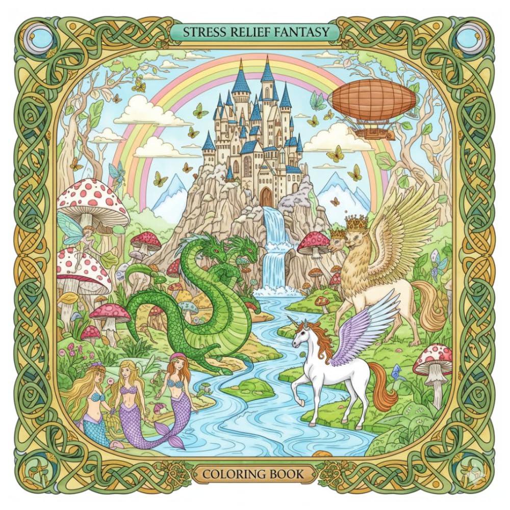 Stress Relief Fantasy Coloring Book: 25 creative fantasy coloring pages