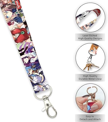 Miniatura 4 de Waifu Collage Kawaii Anime Lanyard Llavero Azul, Azul