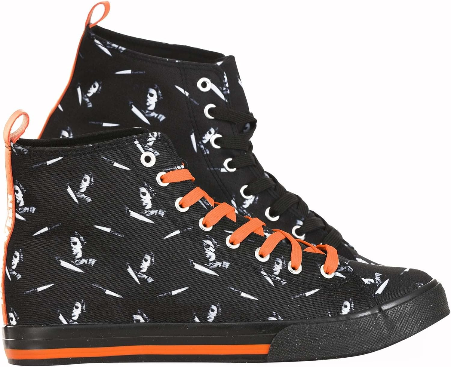 Halloween Adult Michael Myers High Top Shoes | Michael Myers Horror Movie Lace Up Sneakers With All Over Print - Image 4