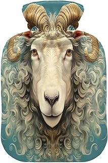 Wajiw Hot Water Bottle with Cover 2L Warm Water Bottle for Hot and Cold Compress Hot and Cold Therapies,Hand Feet Warmer,Sheep