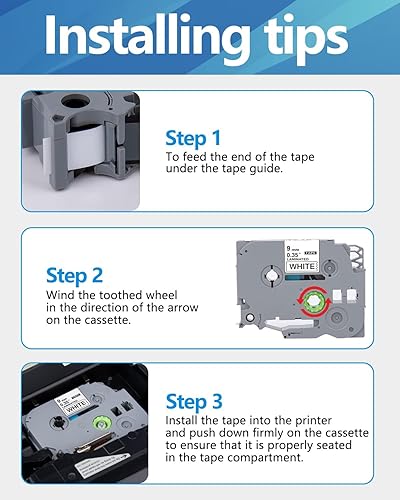 Vista 6 de Weemay Paquete de 6 cintas adhesivas compatibles con Brother TZe-221 TZe221 TZ-221 TZ221 TZ221 laminadas 0.354 in 0.35 pulgadas negro sobre blanco