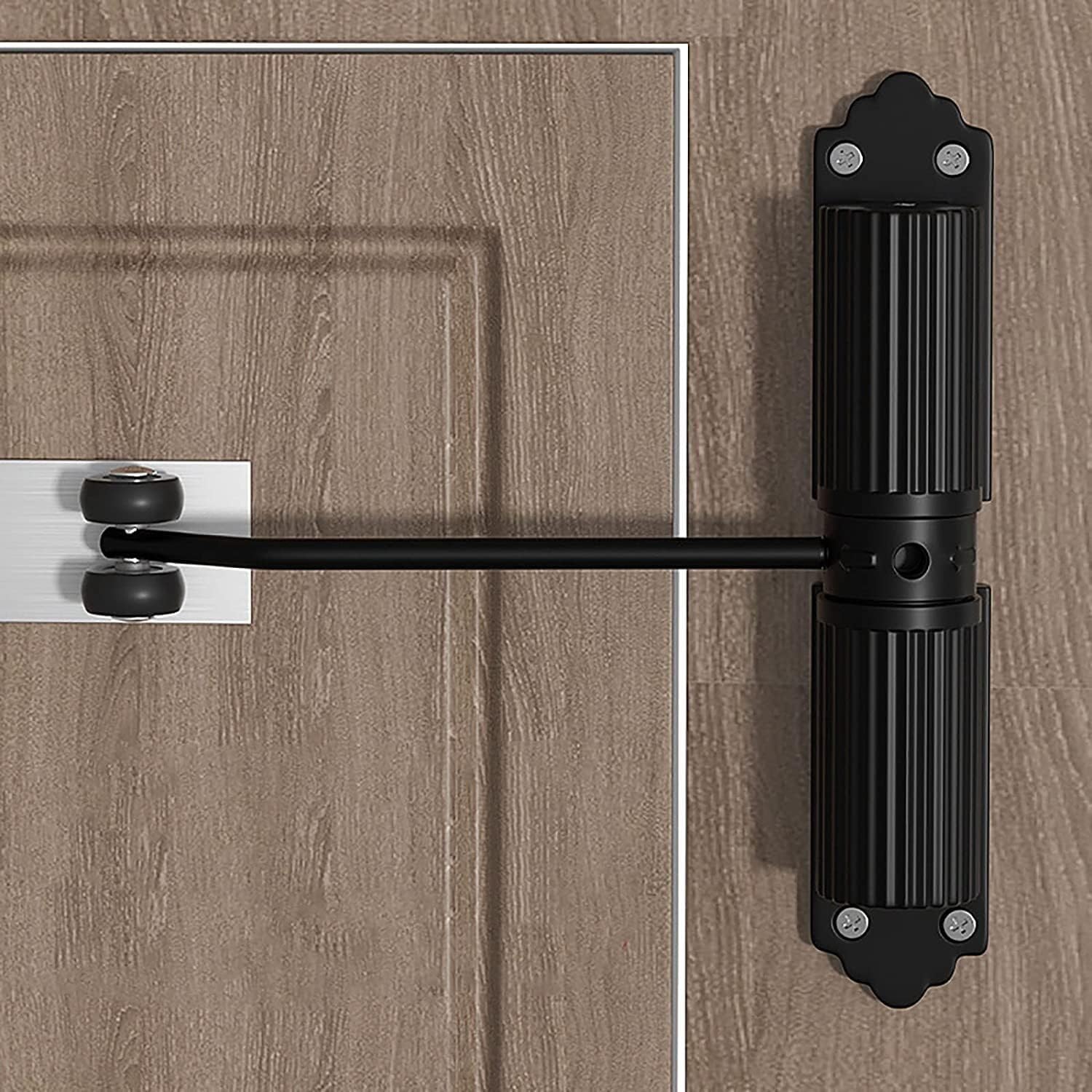 Yfzclyzaxet Black Automatic Hydraulic Door Closure Heavy Duty Gate Closer For Interior Exterior,Safety Spring Loaded Door Closer,Overhead Fire Rated Door Closer,With Adjusting Rod And Screws (2 Styles) (Color :