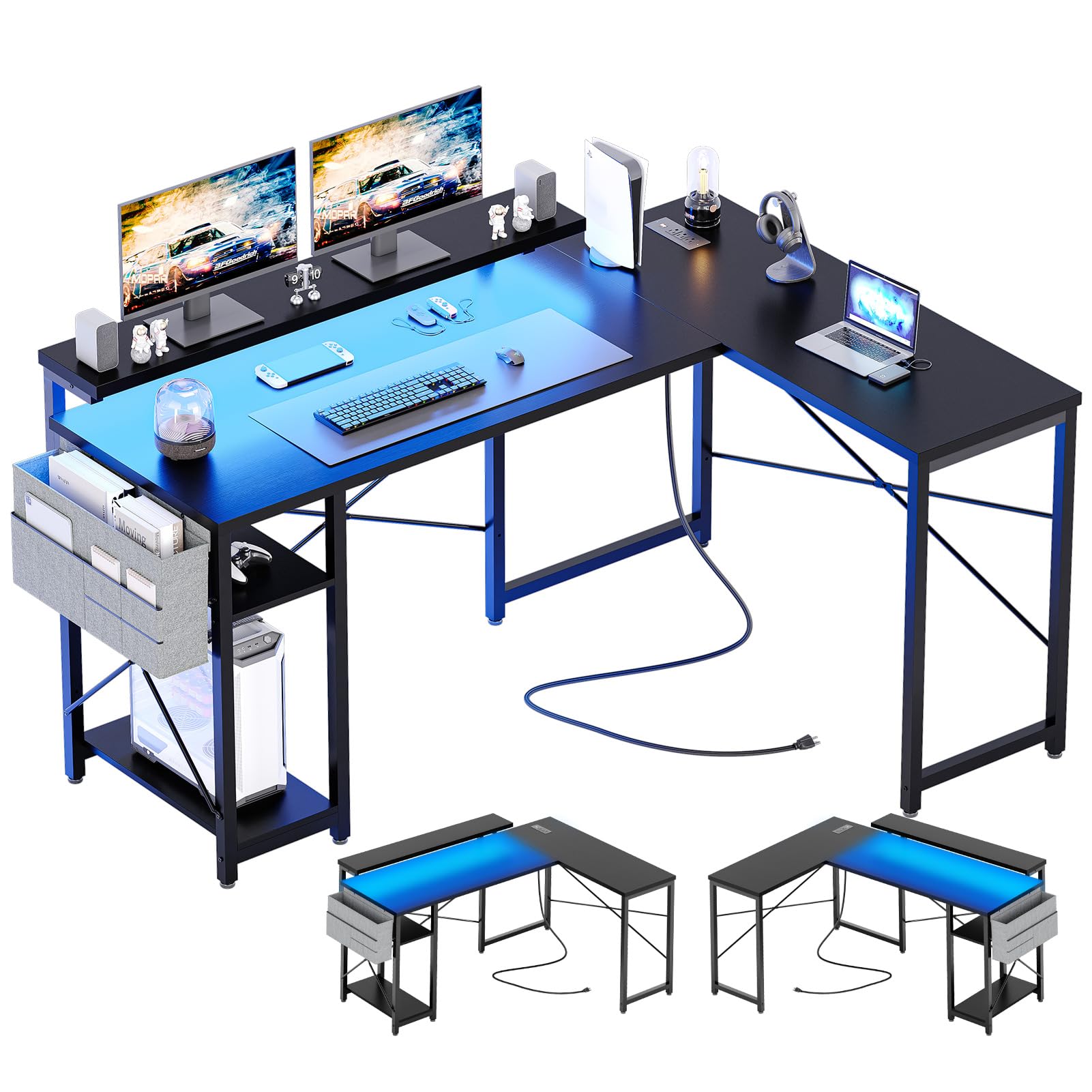 PC　DESK　LOW　120cm　BR Amazon.com: Jojoka 54 inch Reversible L Shaped Desk, Small Gaming