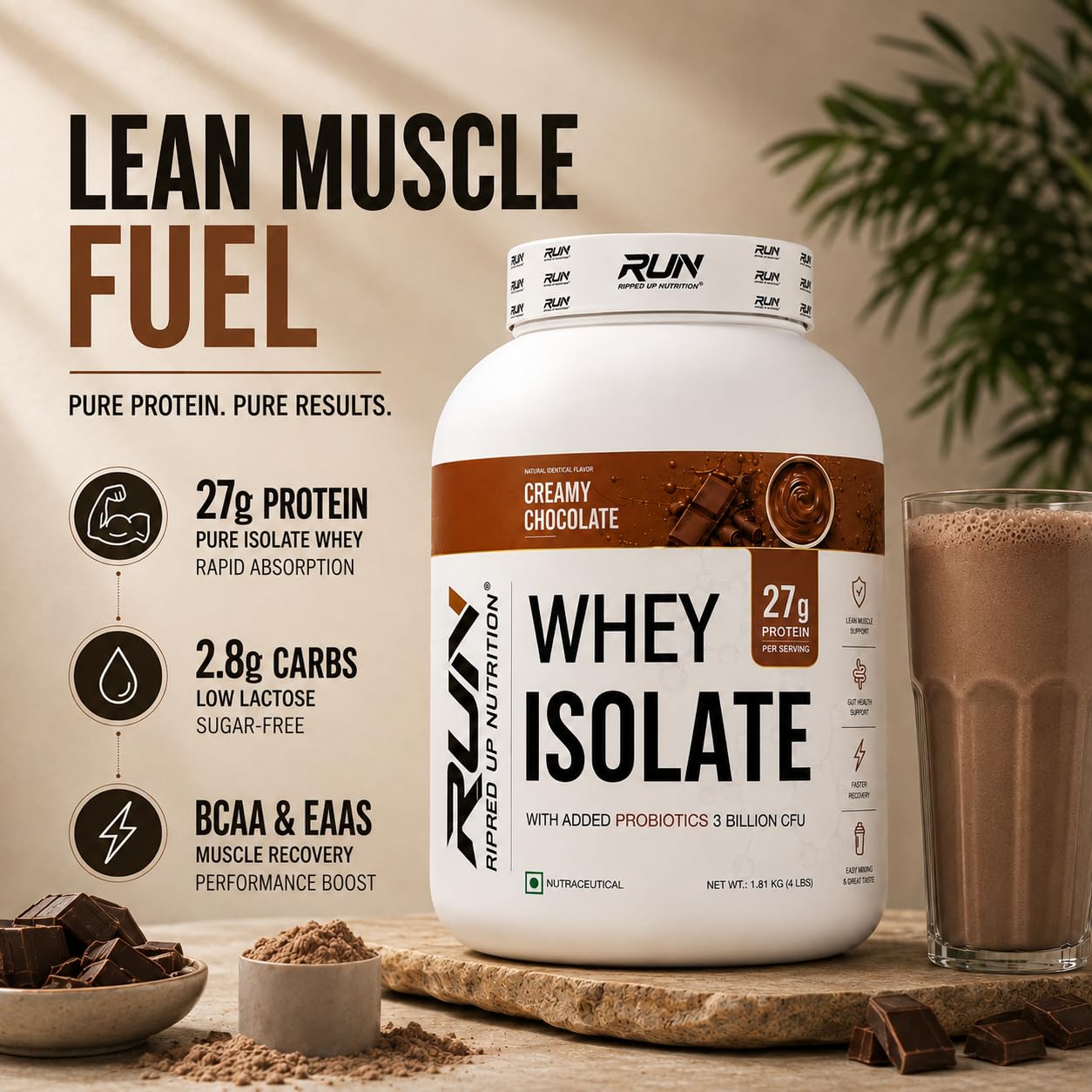 Ripped Up Nutrition Whey Protein Isolate | 27g Fast-Absorbing Protein/Scoop | Low Carb & Fat for Lean Muscle Growth | No Fillers or Maltodextrin | GMP Certified (Creamy Chocolate, 1.81 kg (4 lbs)) — Amazon image 4